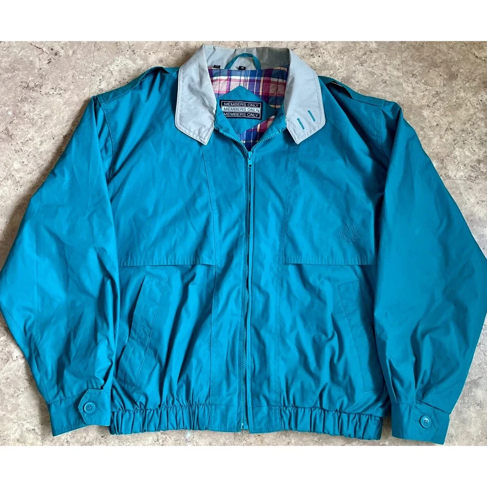 Members Only Teal Jacket Men's Size Medium Lightweight Windbreaker Classic Korea